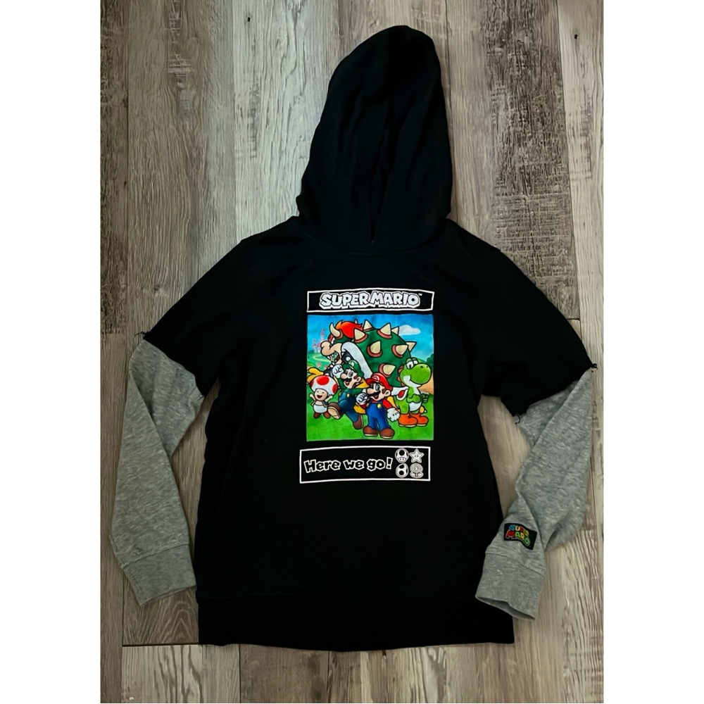 Super Mario “Here We Go!” Long-Sleeve Pullover Hoodie